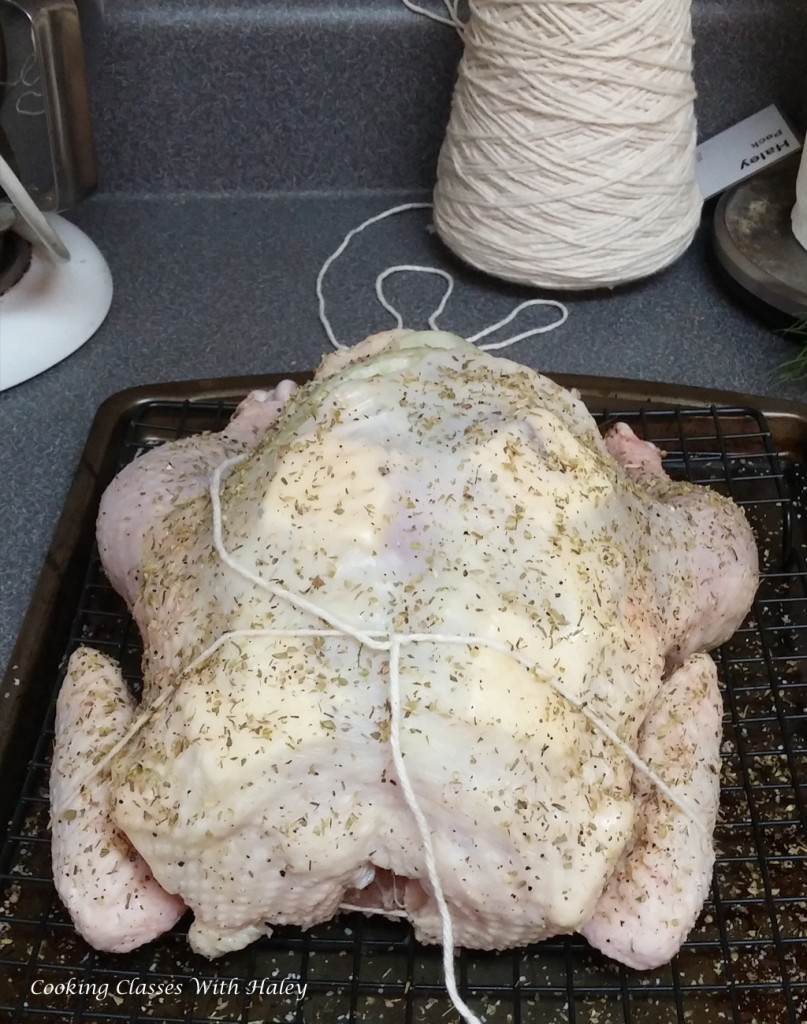 Use a slip knot to begin trussing your chicken.