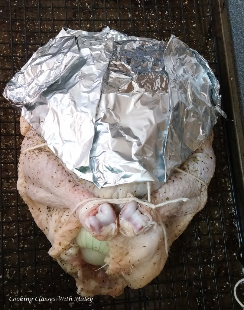 aluminum foil chicken breast shield.