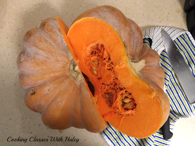 How to Roast a Pumpkin - remove seeds and strings.