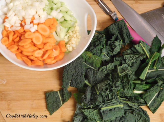 Chicken And Kale Soup mise en place