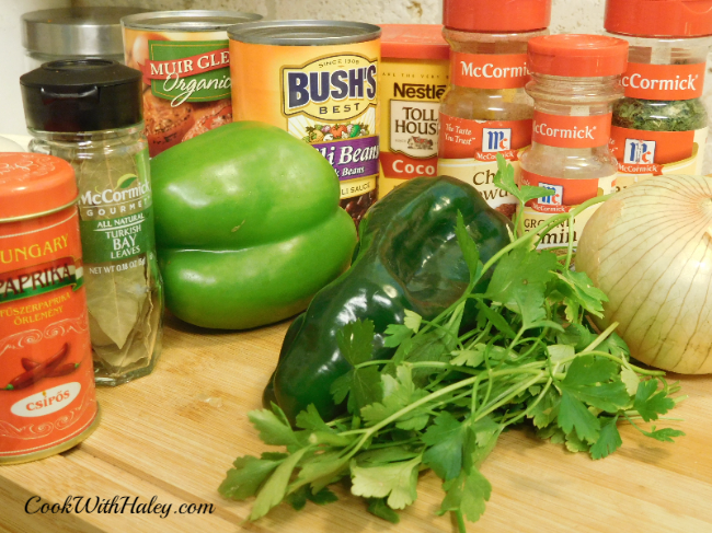 Beef Beef n Cheese Cheese Chili - spice and vegetable mise en place