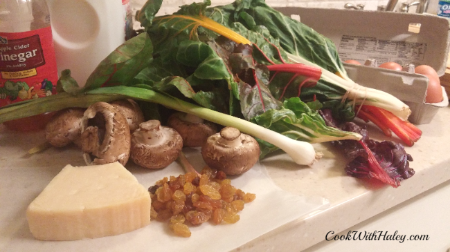 Chard and Mushroom Fritata - mise en place