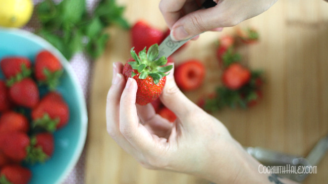 hulling strawberries